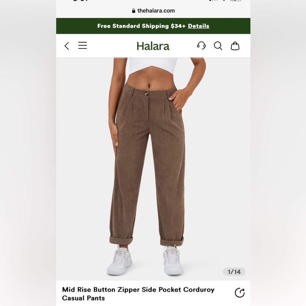 Halara Corduroy Brown Pants